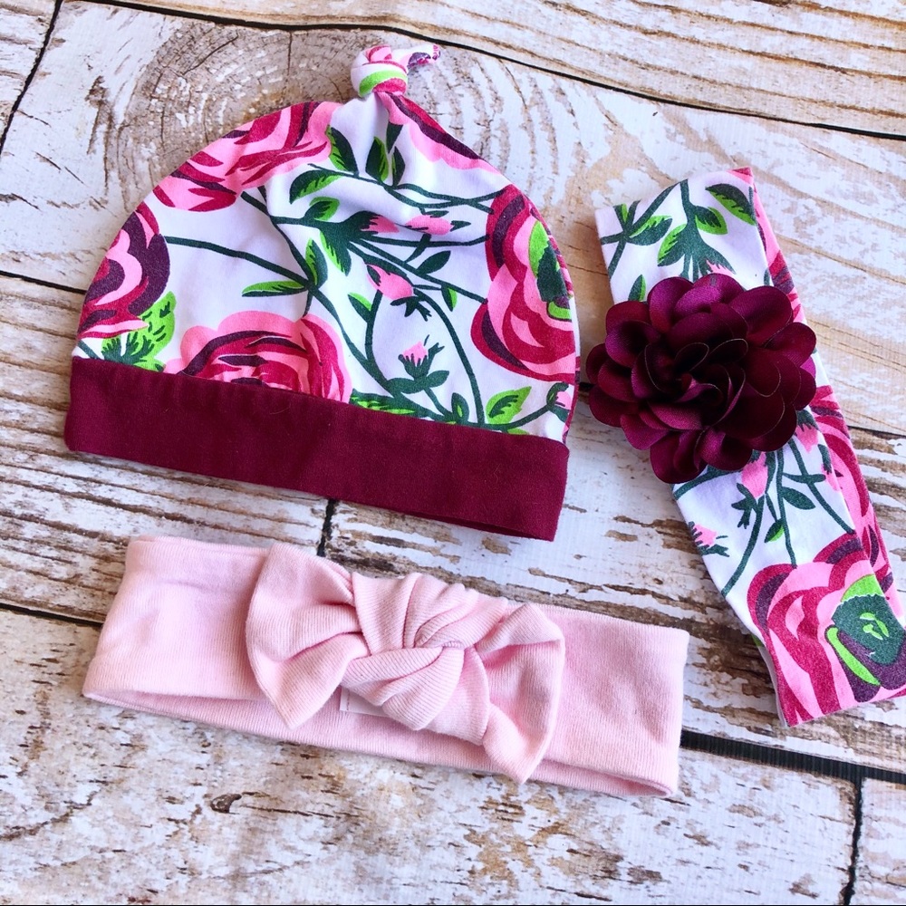 Baby Girl Hat/Headband Set - 3-9M